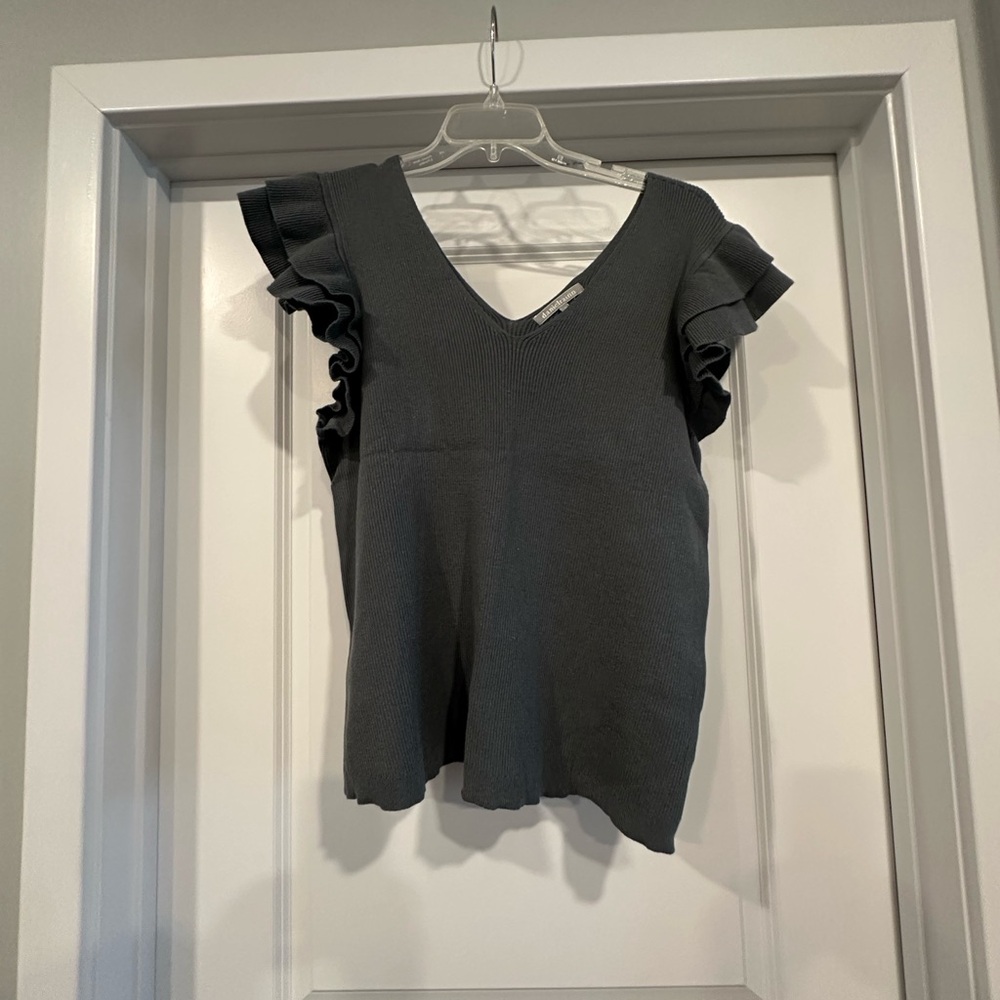 Daniel Rainn Ruffled V-Neck Sweater